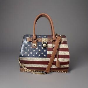 Shoulder bag American Flag Print Large handbag / Cross Body Purse